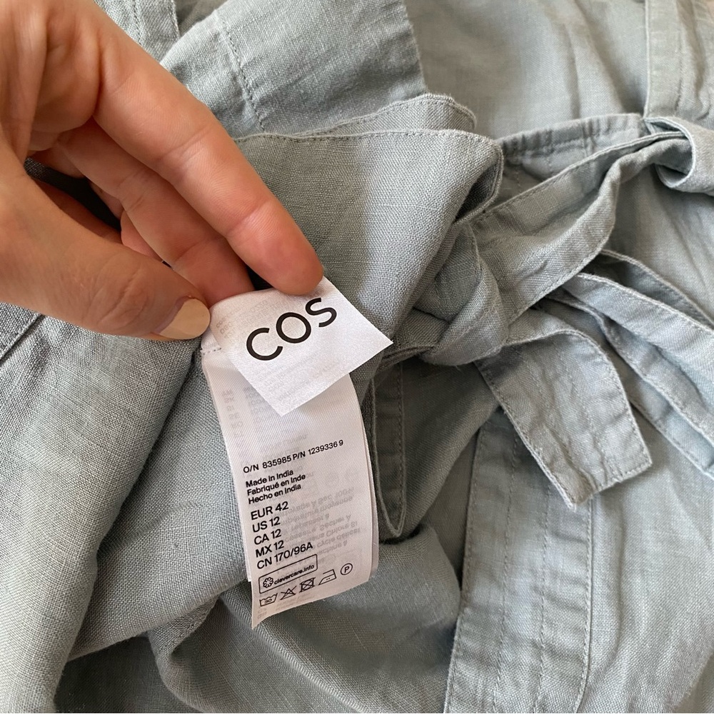 COS Pale Mint Linen Wide-Leg Jumpsuit Set - Picture 12 of 14